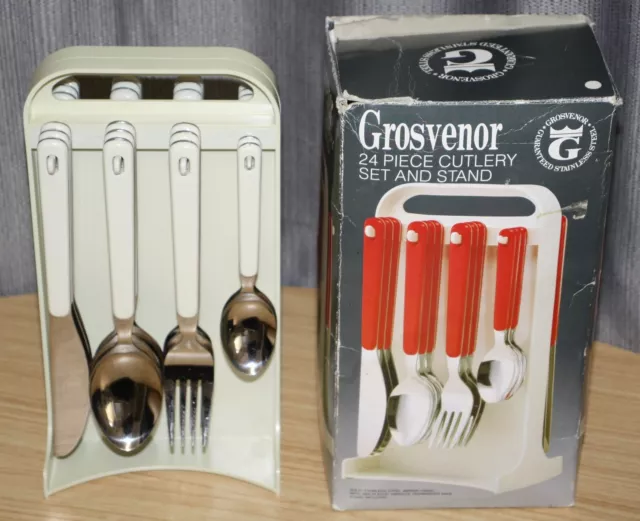 Vintage Grosvenor 24 Piece Cutlery Set & Stand