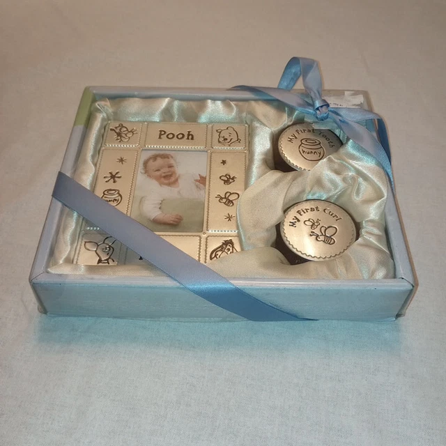 Disney Little Beginnings Pooh Baby Metal Frame With tooth & Curl Keepsake Boxes