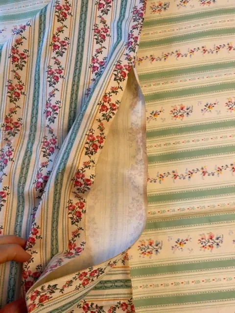 2 ANTIQUE 40-50s PILLOW Covers Down proof TICKING Floral Stripe UNUSED 18X27"