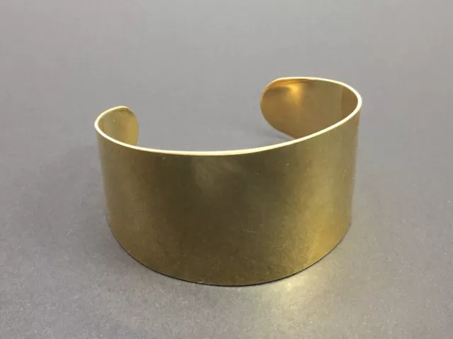 Minor Italy Stainless Steel Gold Tone Wide Cuff Bracelet Bangle  1.5” Wide