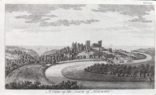 1776 Antique Print; View of Lancaster, Lancashire by Goadby