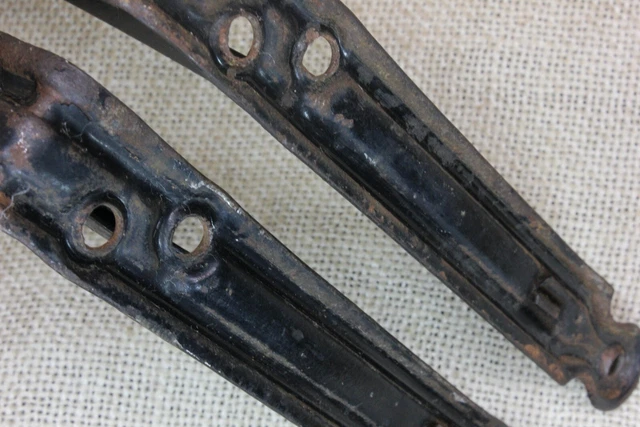 2 Old Shelf Support Brackets 6 X 8" Rustic Black Paint Vintage Industrial Steel 10