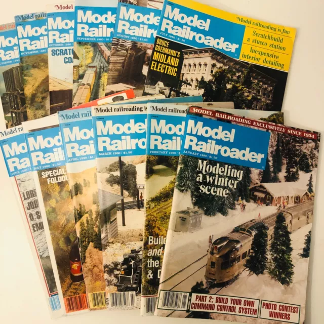 1980 Model Railroader Magazine Lot of 12 - Full Year