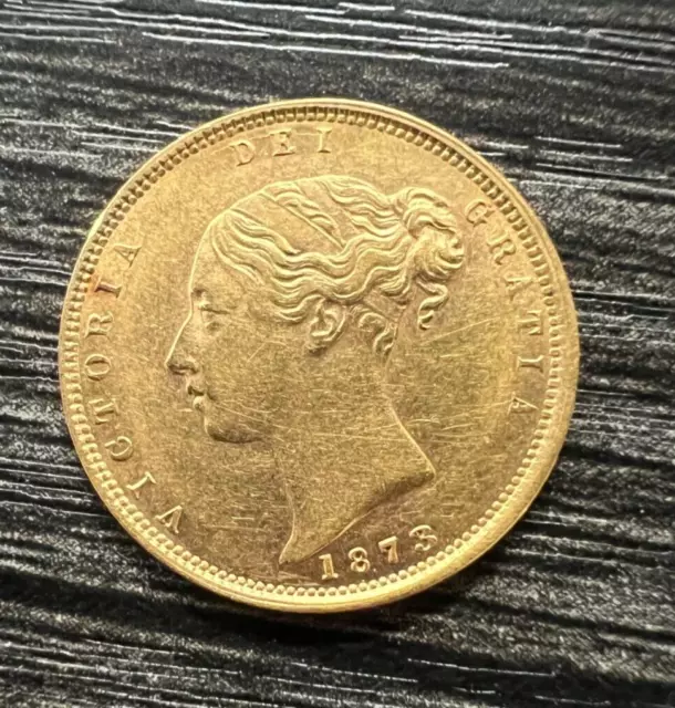1873 Gold Great Britain 1/2 Sovereign Young Head Victoria Shield Back