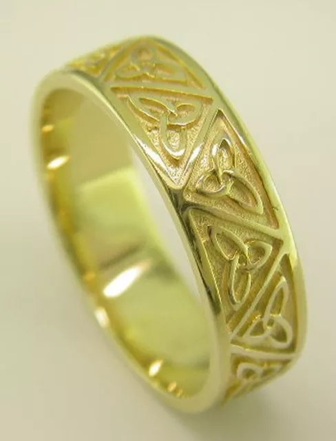 Gents 14k Gold Celtic Trinity Knot Design Wedding Band Ring all sizes 6mm wide