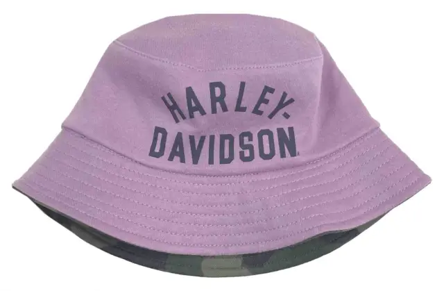 Harley-Davidson Little Girls' H-D Logo Reversible Bucket Hat - Lavender/Camo