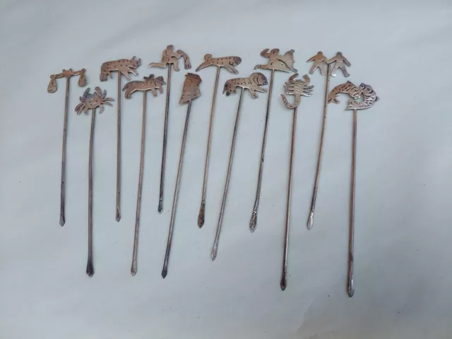 12 VTG Sterling Silver Hors D'oeuvre Cocktail Spears Taxco Mexico 925 Set Lot