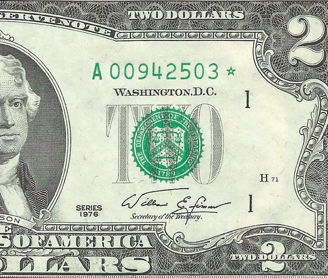 1976 $2 **STAR** (~BOSTON~) SUPER CRISP!  HIGH GRADE! Old US Paper Money!