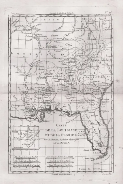 Florida Louisiana Virginia New Orleans Georgia America Karte map Bonne 1780