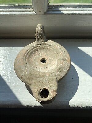 Ancient POMPEI Roman B.C. Terracotta Oil Lamp. Intact SIGNED BY MAKER