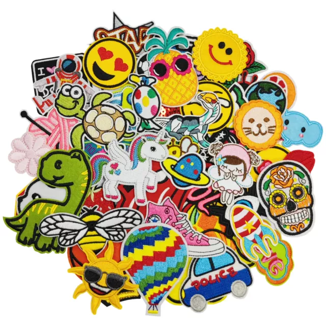 Bulk  Iron On Patches Cartoon No Sewing Embroidered Patches Clothes Jeans DIY AU