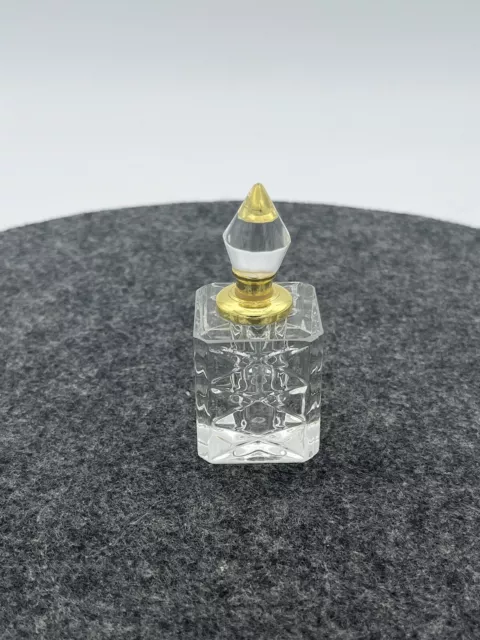 Art Deco Glas Flakon, Parfum, Kristallglas geschliffen, 10 ml, viereck