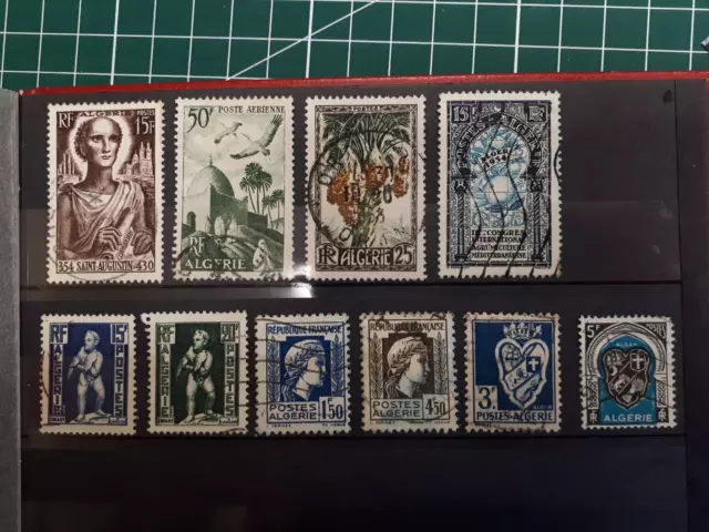 timbres Algérie : 1949- 1954 YT n° 181, 214, 217, 268, 280, 292, 311, 378, PA 9