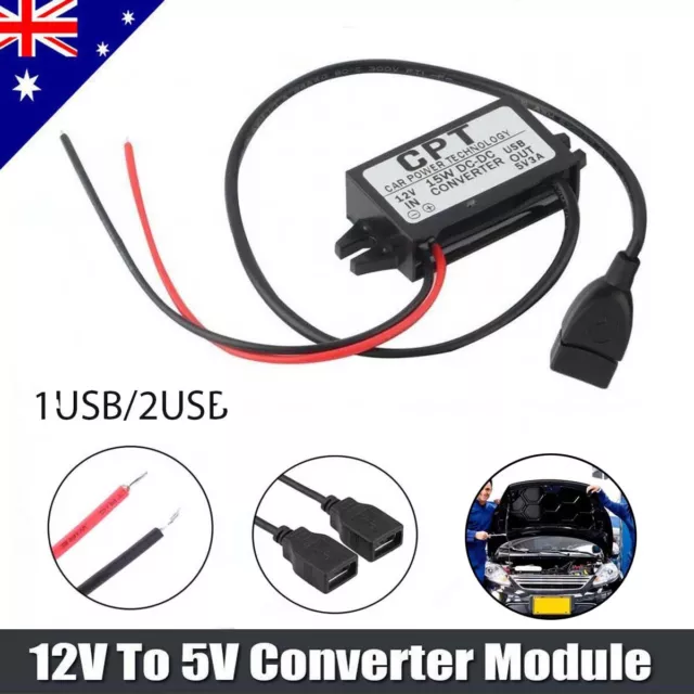 DC 12V Step Down To 5V Converter Module 3A 15W USB Output Power Adapter Chager