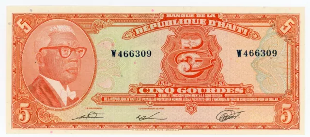 Haiti  ... P-202 ... 5 Gourde ... L.1973 ... *UNC*.😉