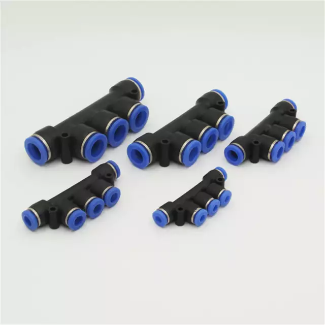 Nylon Pneumatic 5 WAY push-fit hose inline air-line connector 4,6,8,10,12mm