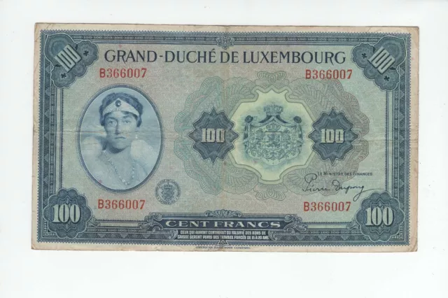 LUXEMBOURG "Baisse de Prix " Billet 100 Francs 1934 TTB P.47-B N° 366007