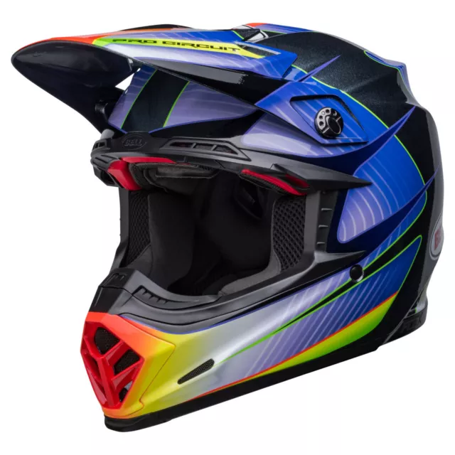 2023 New Bell Moto 9 Flex S Helmet Pro Circuit 23 Gloss Silver Metalic Flake Mx