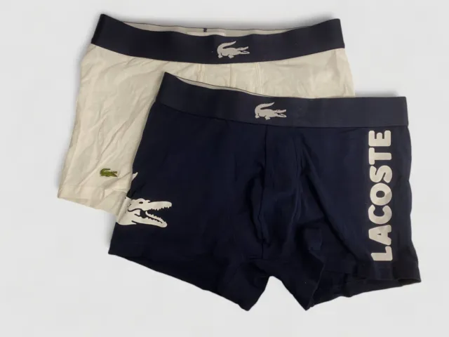 $39 Lacoste Underwear Men's Blue 2-Pack Cotton Croc Boxer Brief Trunks Size M
