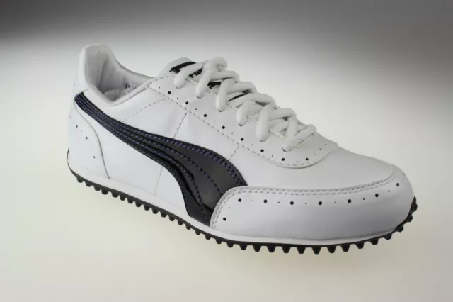 Puma Golf Cat2 Dimple Golf Shoes Syn Leather White Black Patent Style 3 1/2-6 1/