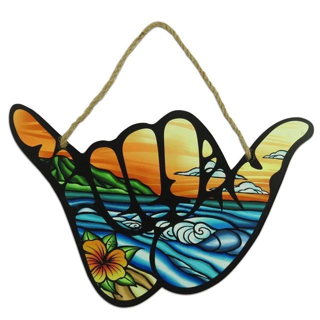 Hawaiian Style Hanging Wall MDF Sign Shaka Hang Loose Island Home Bar Decor New