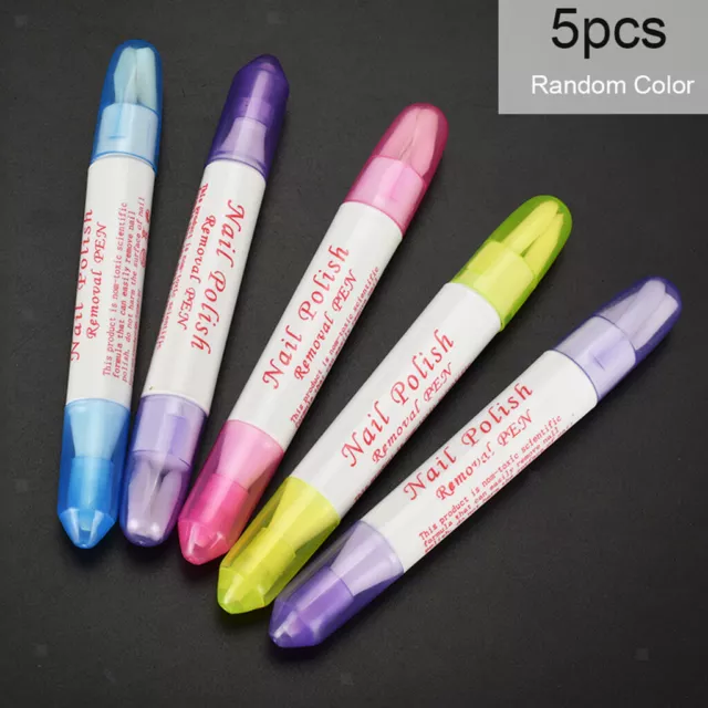 5 Piece Nail Art Corrector Pen&Tip Edge Cleanser Gel Polish Remover Manicure