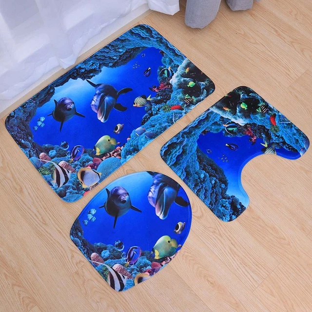 3 Pcs Badezimmerteppich WC-Deckel-Set Sockeldeckel Mat Toilette Bodenmatte