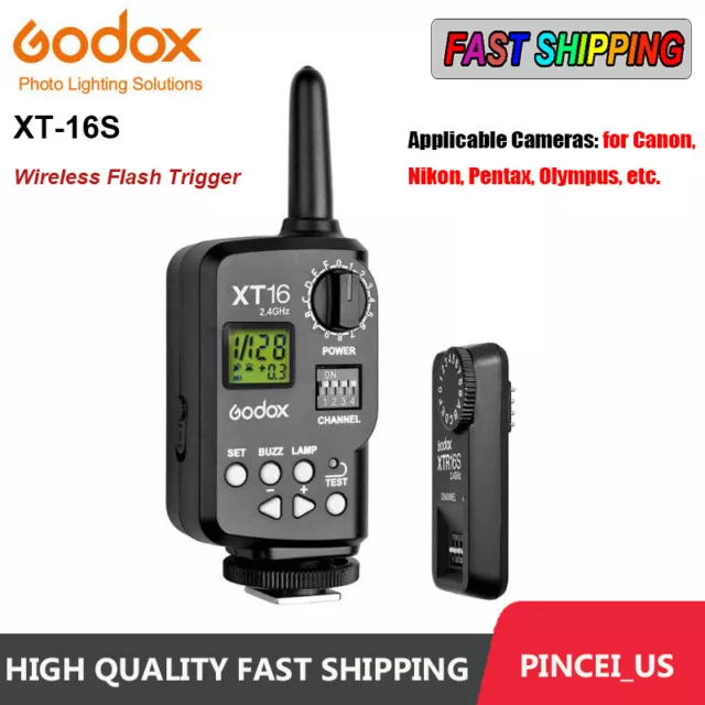 Godox XT-16S Wireless Flash Trigger Transmitter + Receiver XT16 XTR16S For Godox