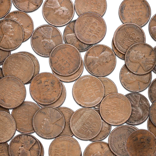 1928 Lincoln Wheat Cent Roll 50 Circulated Pennies US Coins