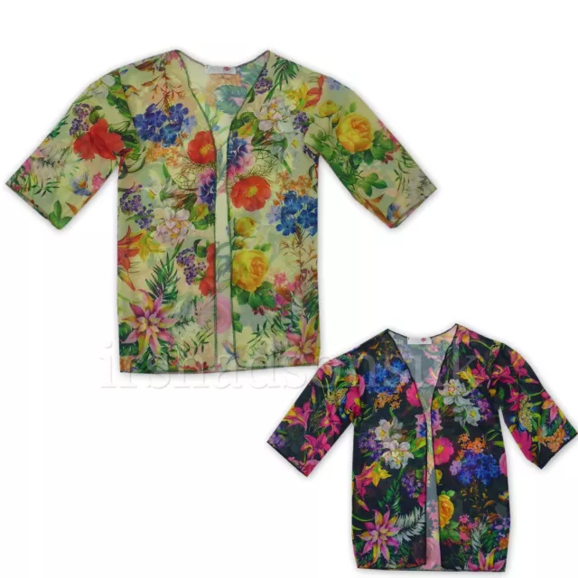 New Bambine Stampa Floreale Kimono Giacca Cardigan Età 7 8 9 10 11 12 13 Anni