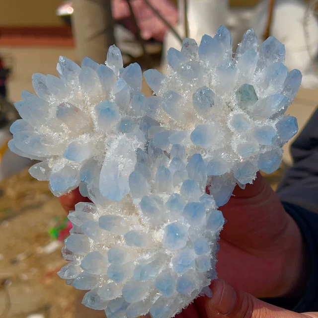 2.01LB New Find sky blue Phantom Quartz Crystal Cluster Mineral Specimen Healing 8