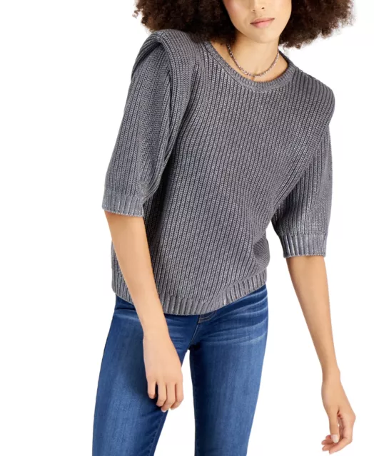 $80 Inc International Concepts Metallic Extended-Shoulder Sweater Charcoal 2XL