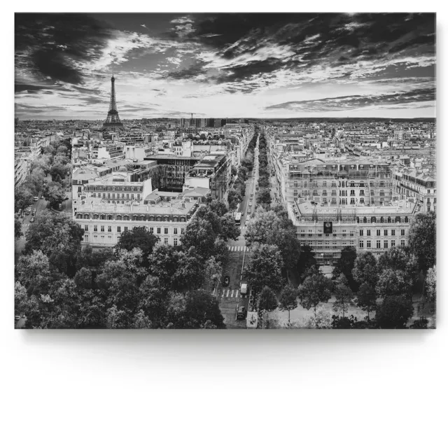 XXL Panorama Skyline Wandbild schwarz weiß Paris. Ein Deko-Bild für alle Räume