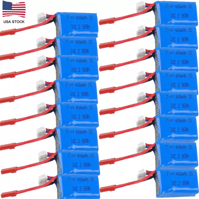 400mAh 7.4V 30C 2S LiPo Battery with JST Plug for Micro FPV RC Drone Quadcopter