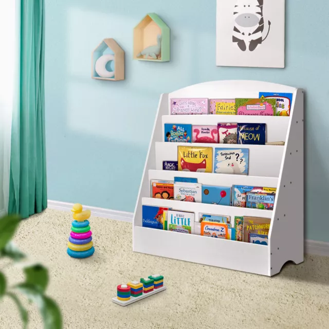 Kids Bookshelf Organiser Magazine Display Rack Bookcase Storage Durable 5 Tier