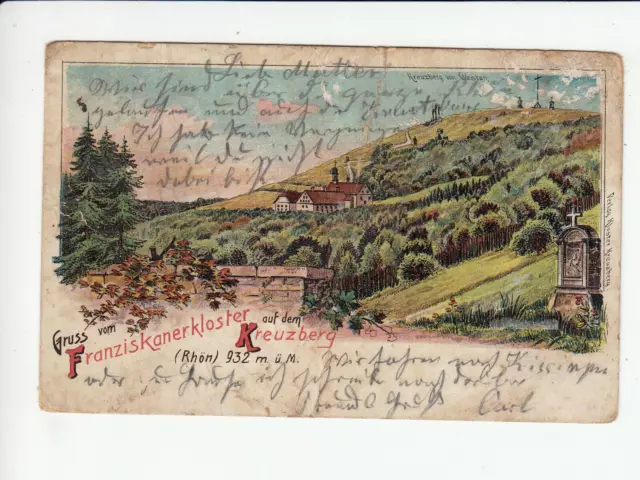 AK 25130,Postkarte,Gruss v Franziskanerkloster auf d Kreuzberg,Bischofsheim,1904