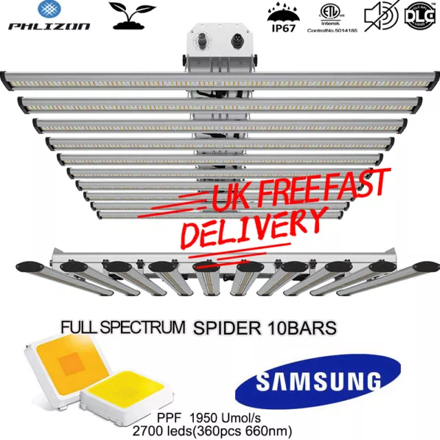 800W Dimmable LED Grow Light Full Spectrum for Indoor Medical Plants Veg Flower