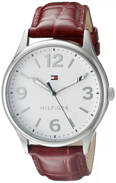 Tommy Hilfiger 1770010 Quadrante Bianco pelle Marrone Cinturino Donna Orologio