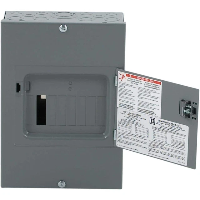 Square D Indoor Main Lug Load Center Surface Mount Cover 100A 6 Space 12 Circuit