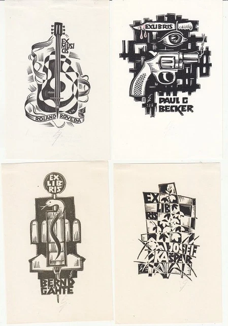 8 Exlibris Bookplate Hochdrucke Erhard Zierold 1920-2005 Konvolut Lot 1 Akt