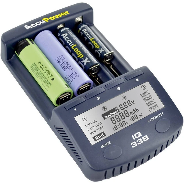 Chargeur de piles rondes NiCd, NiMH, Li-ion AccuPower IQ338
