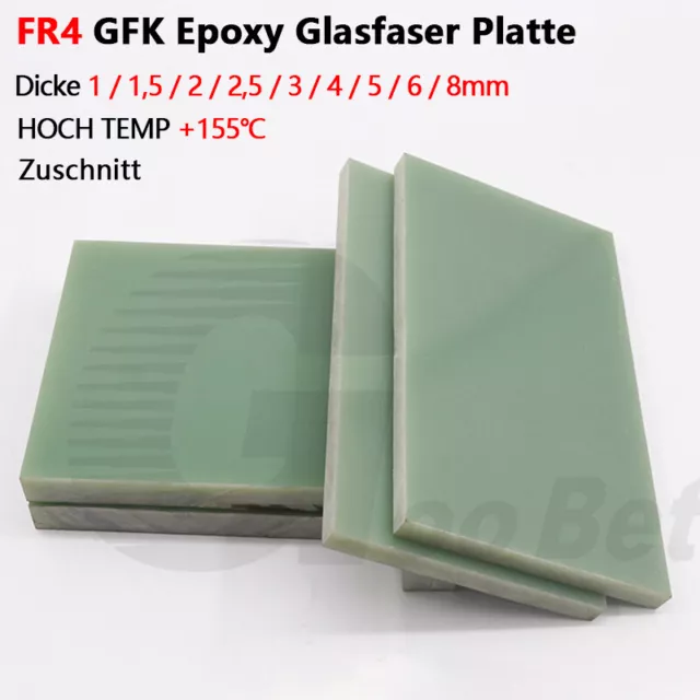 GFK Platten FR4 Epoxy Glasfaser Platte Zuschnitt Stärke 1 1,5 2 2,5 3 4 5 6 8mm