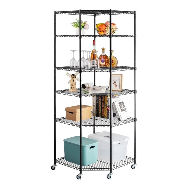 CORNER HEAVY DUTY Wire Steel 6 Tier Corner Shelf Garage Storage