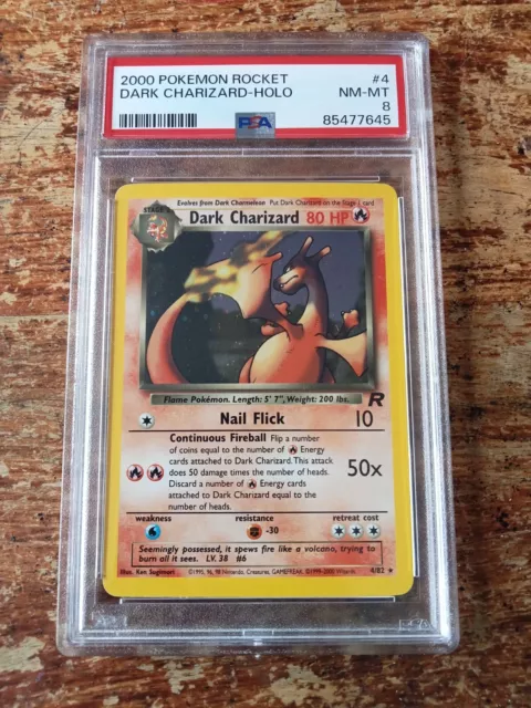 Pokemon Dark Charizard #4/82 Graded PSA 8 NM-MT - 2000 WotC Team Rocket Set