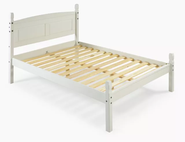 Corona Bed Frame Double 4ft6 Low End White Wax Solid Pine by Mercers Furniture®