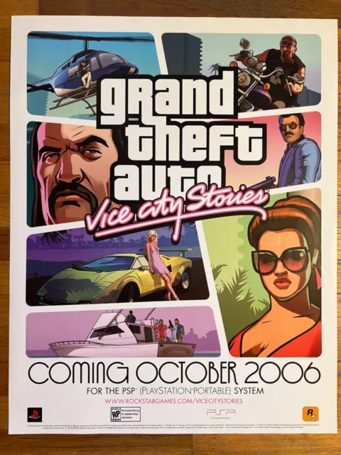 Grand Theft Auto Liberty City Stories GTA PS2 PS3 PSP Old Promo Poster Ad  Art