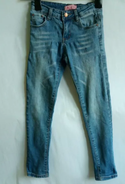Girls Blue Skiny Jeans  Adjustable Waist Discolorated Size 23 in by  Authentic