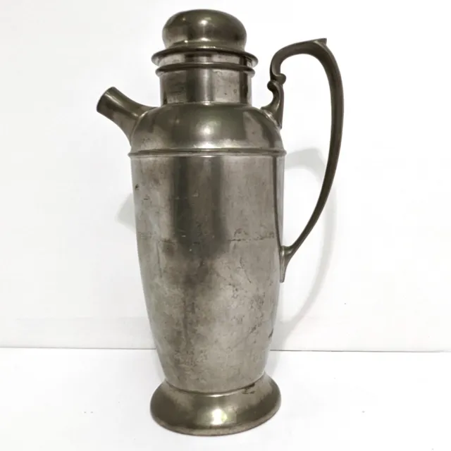 Cocktail Shaker Drink Pitcher w/ Lid Vintage Cornwall Pewter Middletown Conn 413