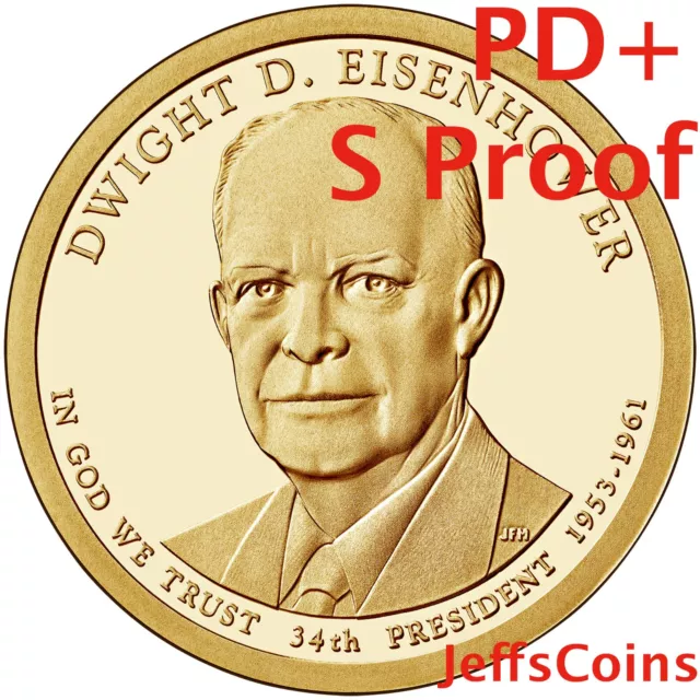 2015 PDS Dwight Eisenhower Presidential Golden Dollar P D S Proof 3 Coin US.Mint