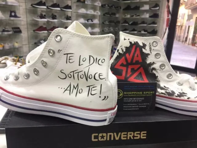 CONVERSE ALL STAR personalizzate disegnate con pittura Vasco Rossi
